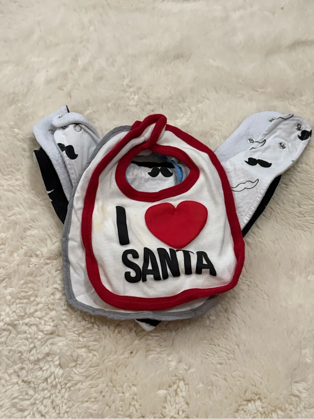 I Heart Santa Red Trim Baby Bib - Kids Accessories